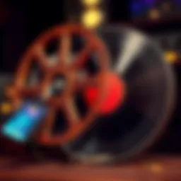 A vintage film reel and vinyl record representing timeless classics in cinema and music.
