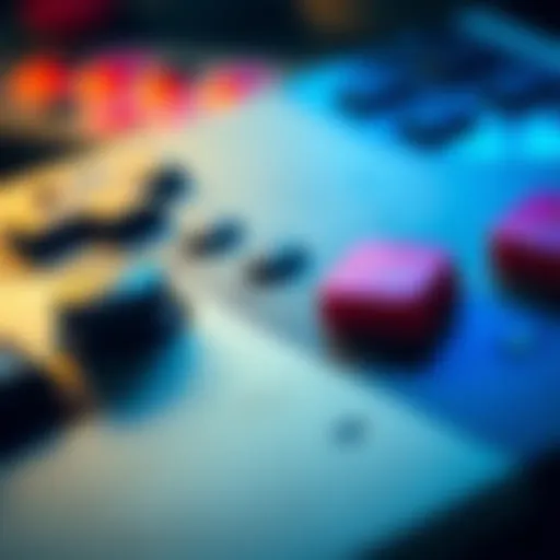 A close-up of a vintage game controller showing worn buttons and nostalgic design, evoking memories of past gaming experiences.