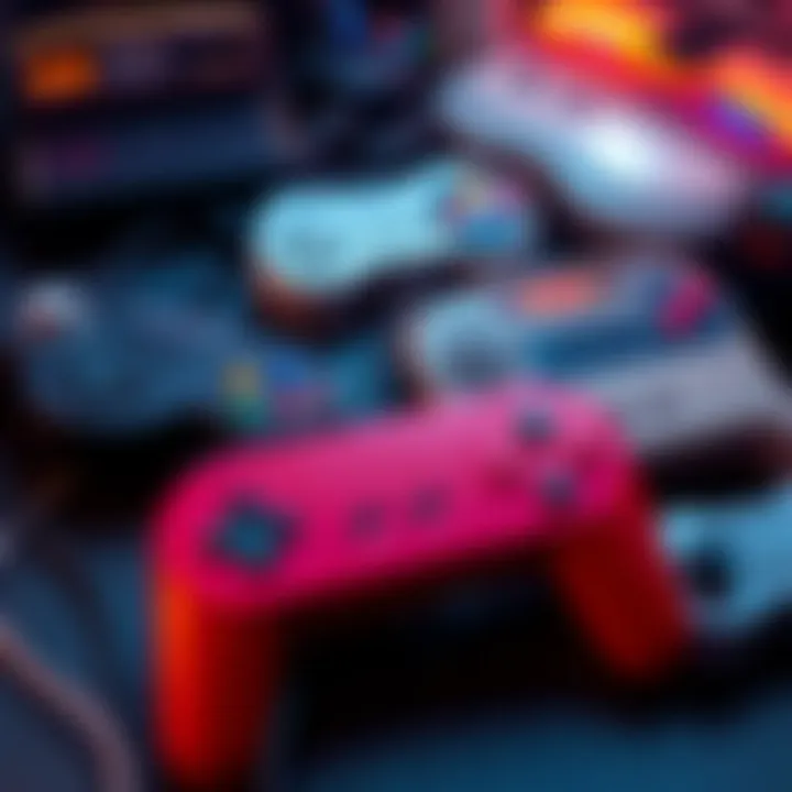 Classic Game Franchises A group of nostalgic game controllers representing forgotten video game franchises.