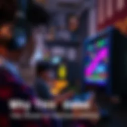 Classic Game in Action A player focused on a classic video game, showing excitement on their face while playing, with colorful graphics displayed on the screen.