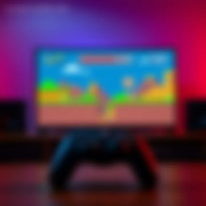 A modern gaming setup displaying the original classic game with vibrant graphics