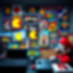 A collection of classic video game covers such as Pac-Man and Super Mario, reflecting the popularity of older games among players.