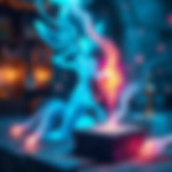 Classic gaming spell A nostalgic depiction of a spell being cast in a gaming environment, showcasing magical elements and vibrant colors