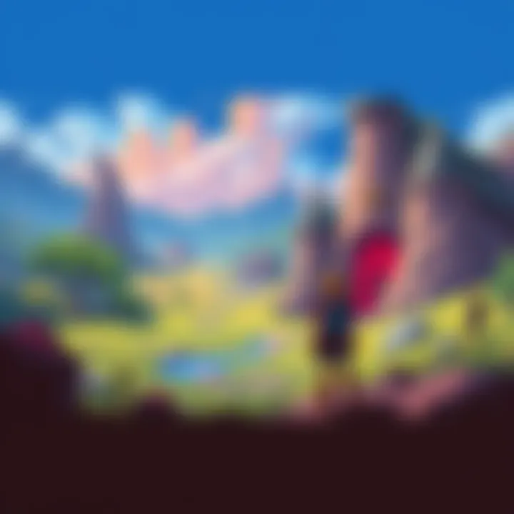 A group of adventurers exploring a vibrant fantasy world in a classic JRPG setting, showcasing turn-based combat and colorful landscapes.