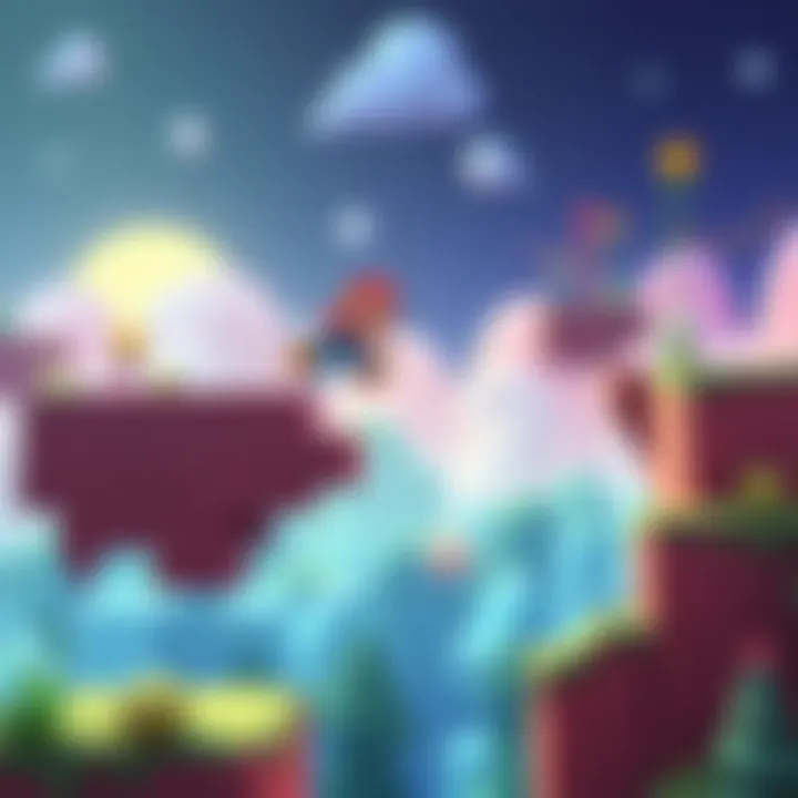 Classic Platforming Action A colorful retro-style character jumping over obstacles in a vibrant platforming world