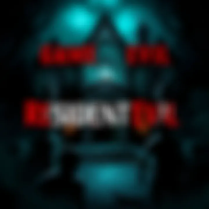 A vintage cover of a classic Resident Evil game featuring eerie characters and a haunted mansion scene