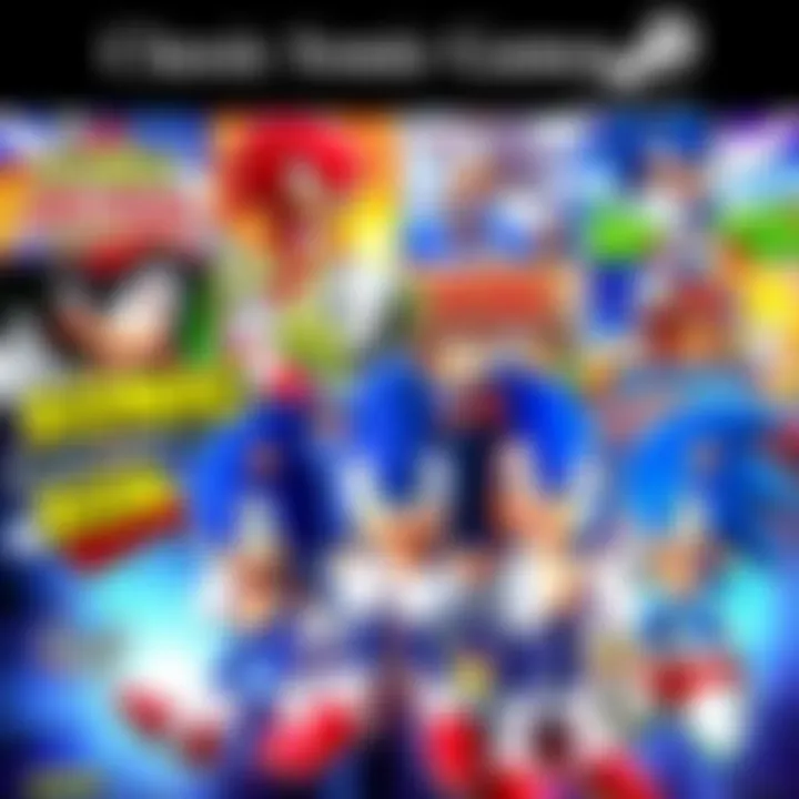A collage of classic Sonic game covers showing vibrant characters and action scenes, representing achievement tracking for classic titles on Steam.