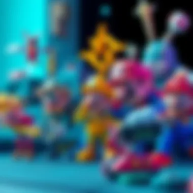 Classic Video Game Titles Various classic video game characters and their iconic elements