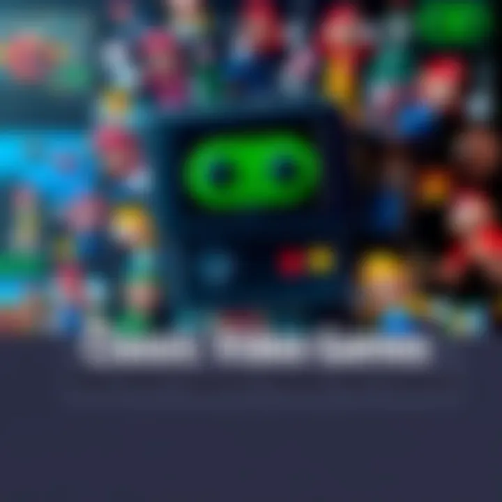Classic Video Games A collage of classic video game characters and scenes from popular retro games