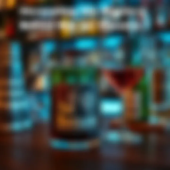 A close-up of a classic collectible item labeled 'not for resale,' next to a wine glass and a blurred background of a home bar setup.
