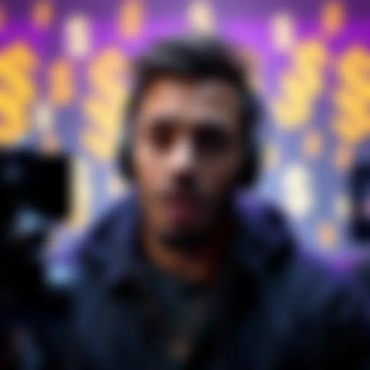 Clavicular Streaming for Cash Twitch streamer Clavicular speaking to a camera with dollar signs in the background, expressing his views on streaming for money.