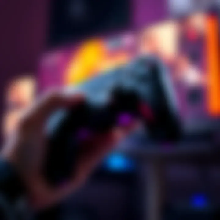 A close-up of a hand holding a gaming controller in a claw grip style, demonstrating finger placement on buttons.