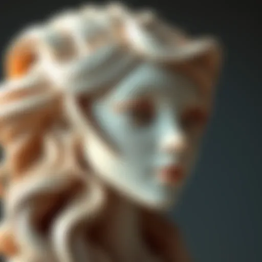 A detailed clay sculpture depicting a girl with flowing hair and a gentle expression, showcasing the artist's craftsmanship and creativity.