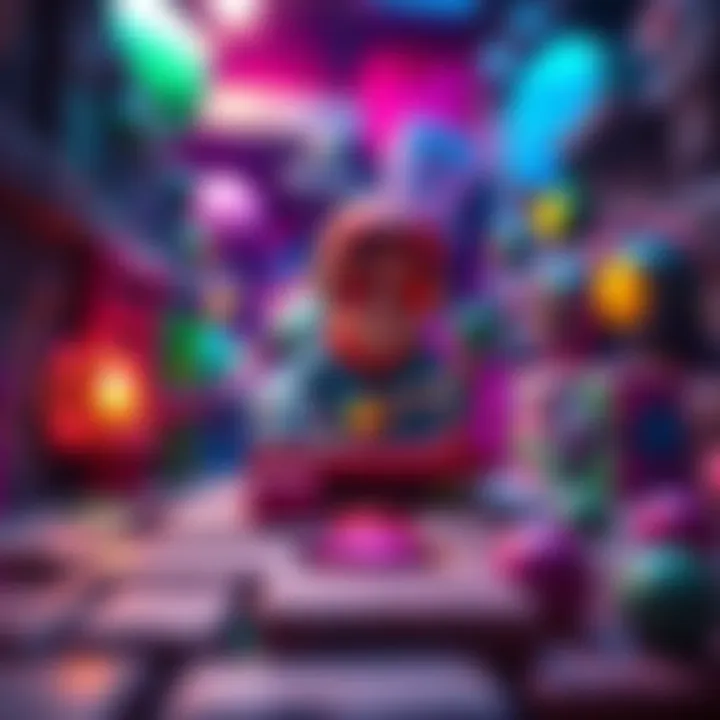 A colorful claymation character solving a puzzle in a vibrant environment, showcasing unique gameplay elements.