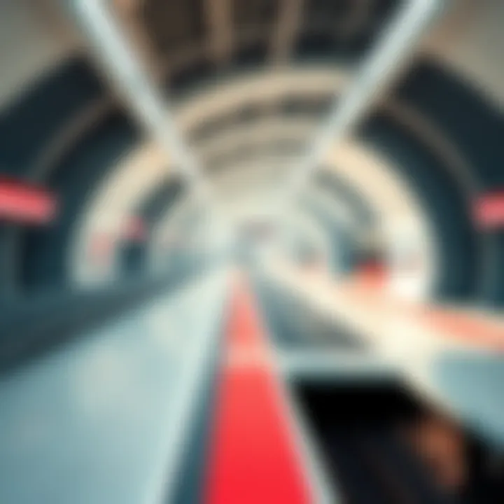 A bright and clean Red Line station with modern design, featuring spacious platforms and seating areas for commuters.