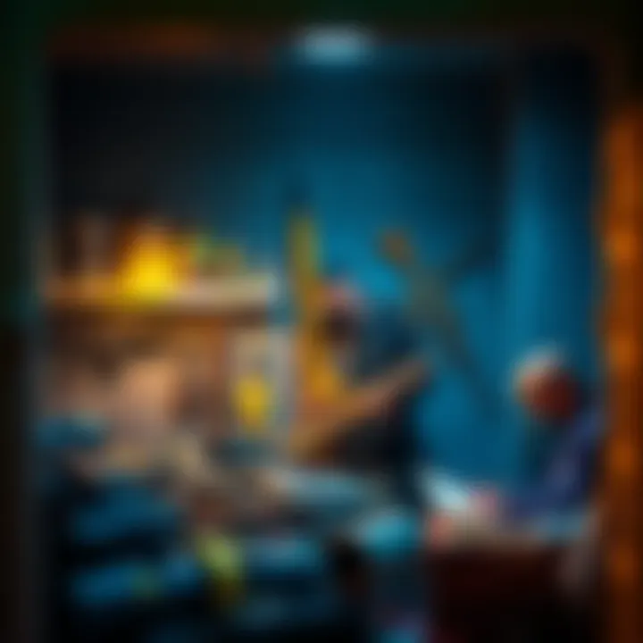 A character sorting weapons and items in their vault, deciding what to keep and what to dismantle for better inventory management.