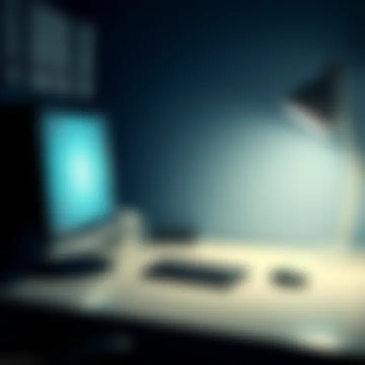 A clean and organized computer desk with a desktop PC, keyboard, and mouse, showcasing a dust-free environment for better performance.