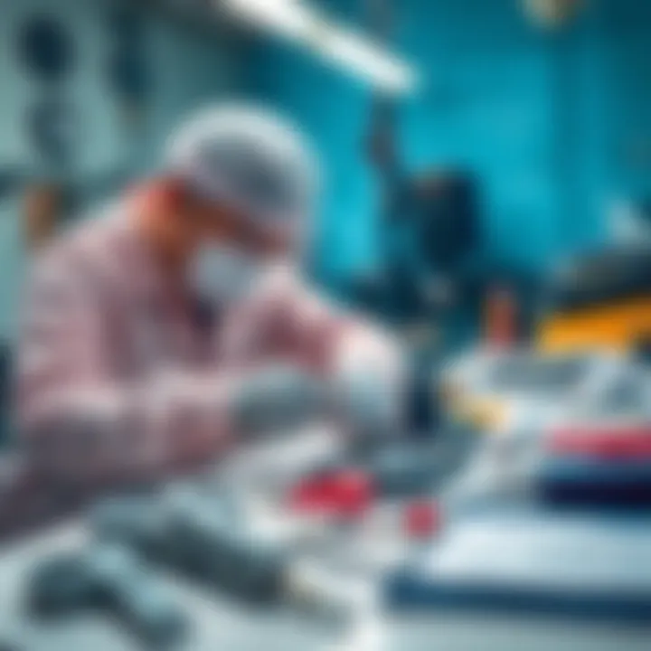 A skilled technician carefully disassembles equipment with precision tools on a clean workbench.