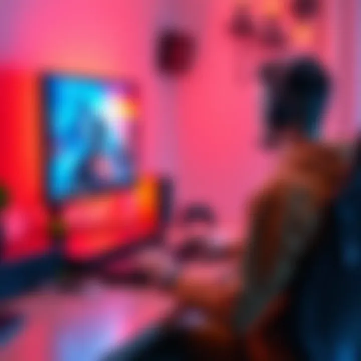 A gamer enjoying a clean game setup on a computer without torrents, showcasing a vibrant screen with a colorful game scene.