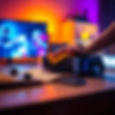 A person using a cloth to clean a gaming console on a table
