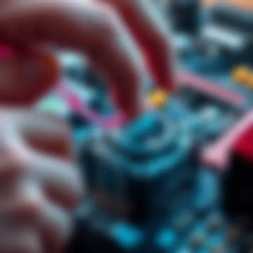 A person using a toothbrush to remove thermal paste from a CPU