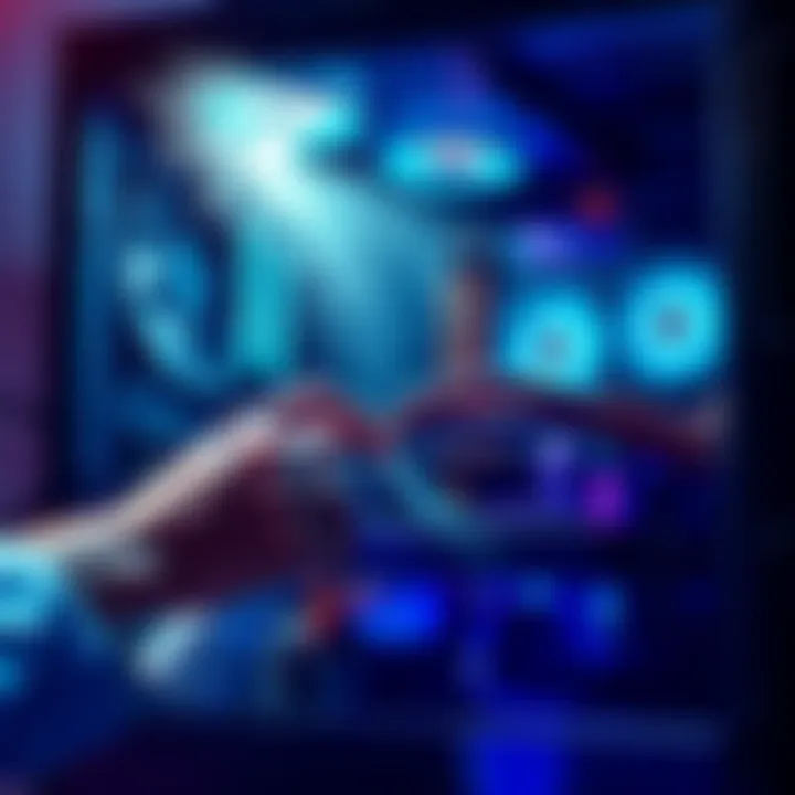 A person cleaning a computer case with canned air, removing dust from inside the machine.