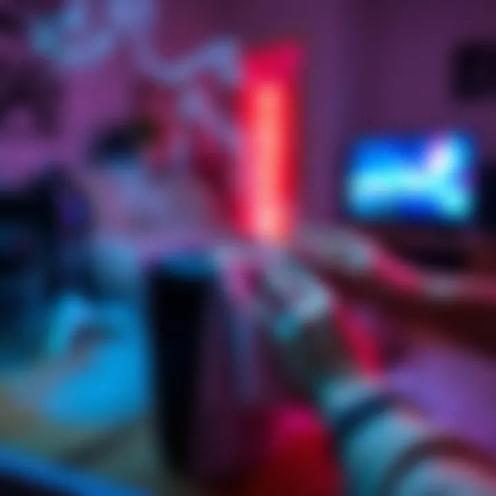 Cleaning a PS5 console A person cleaning a PS5 console with a microfiber cloth in a room with smoke residue