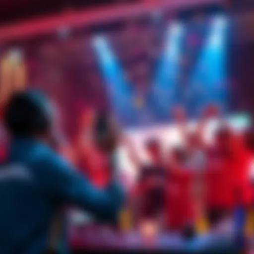 Players celebrating a new record for debuff cleanses with bright lights and confetti in a gaming environment.