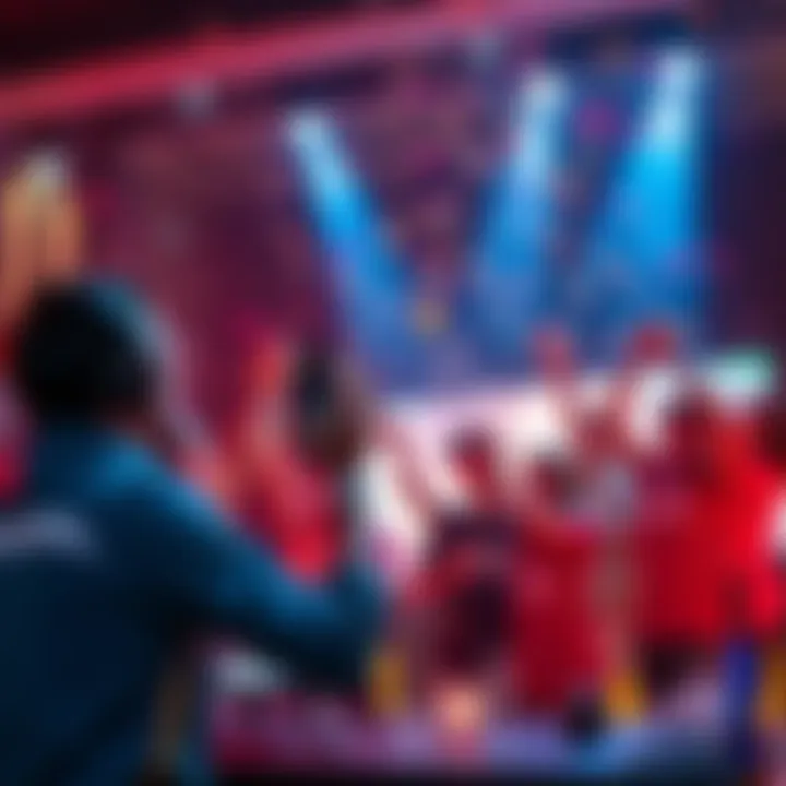 Players celebrating a new record for debuff cleanses with bright lights and confetti in a gaming environment.