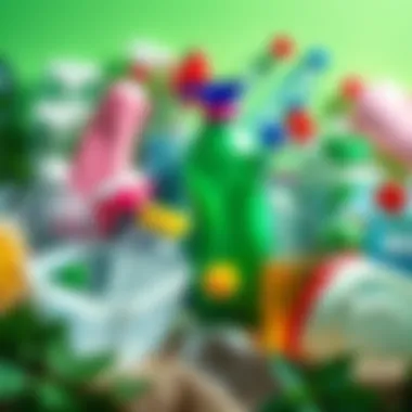 Clear Plastic Technology Decline An image showing various plastic items that are now opaque instead of clear, symbolizing the decline of clear plastic technology, alongside greenery to represent Jungle Green.