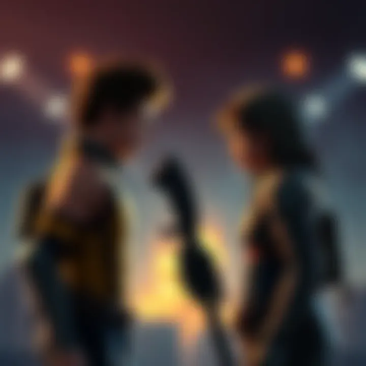 Clem and AJ stand determined in a tense scene, showcasing their strong personalities and survival instincts in a dramatic setting.