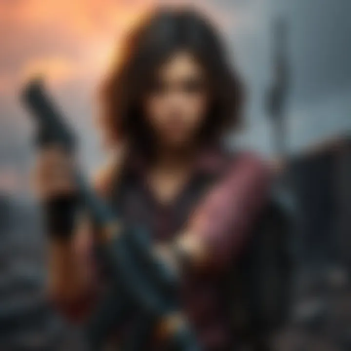 Clementine, the character, holding a weapon and looking determined in a post-apocalyptic setting