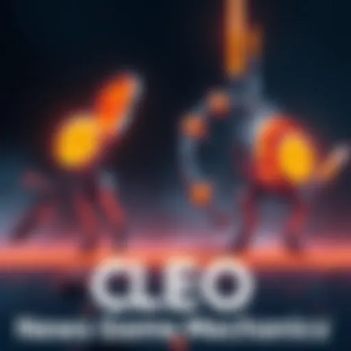 Illustration showing the evolution of CLEO from a simple game mechanic in the first game to a more complex part of the lore in the second game, featuring futuristic technology elements.