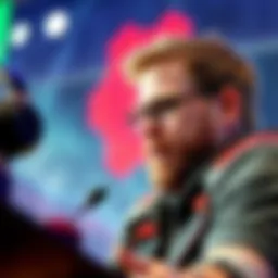 Cliff Bleszinski talking about Gears of War at a gaming event
