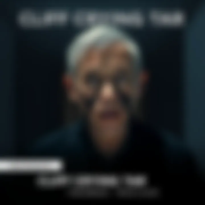 A person named Cliff standing in a dimly lit room, tears streaming down his face, with dark, tar-like substance dripping from his eyes.