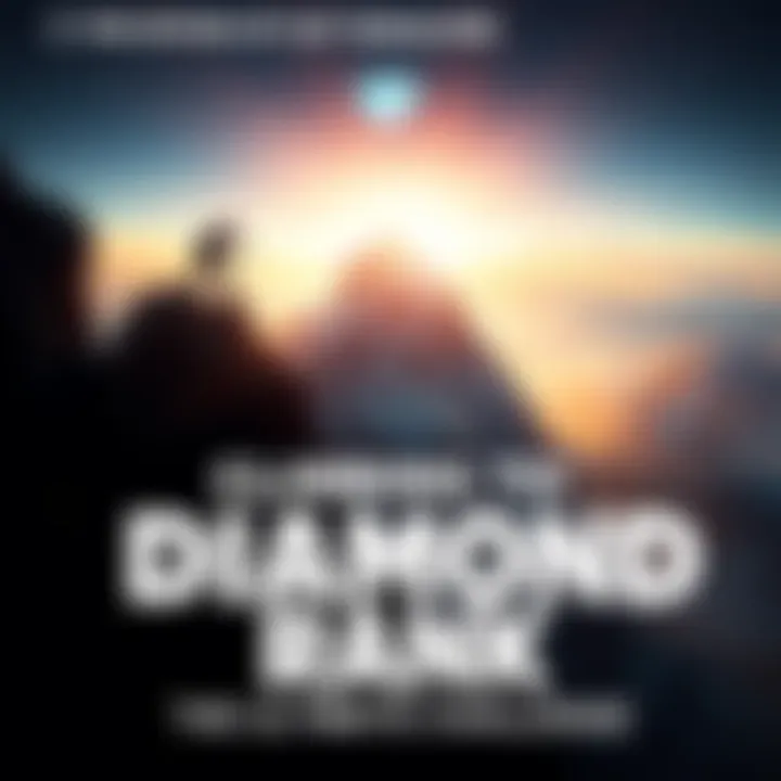 A determined gamer climbing a steep mountain towards a shining diamond at the peak, symbolizing the challenge of achieving Diamond Rank in competition.