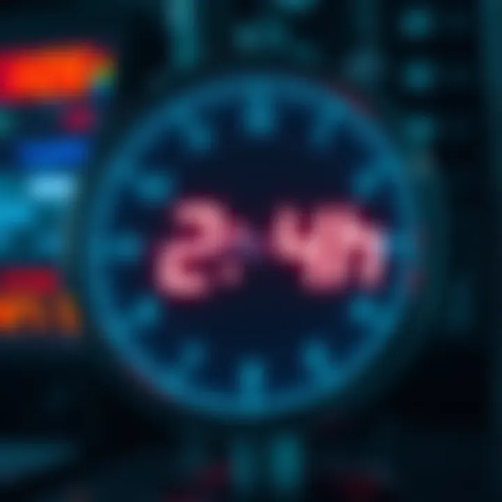 A close-up of a digital clock displaying the time in 24-hour format, illustrating urgency and modern time management.