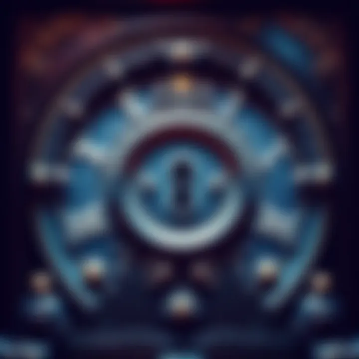 A close view of an ornate clock door featuring a prominent keyhole.