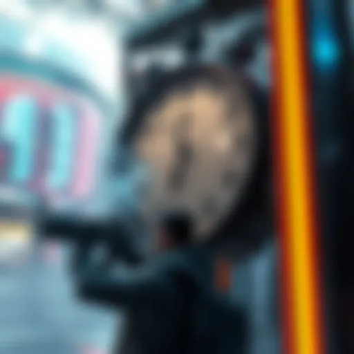 A large clock counting down in a vibrant game world, with a character planning their next move while time ticks away.
