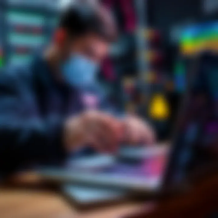 A technician cloning data from an old NVME SSD to a new one using specialized software on a laptop
