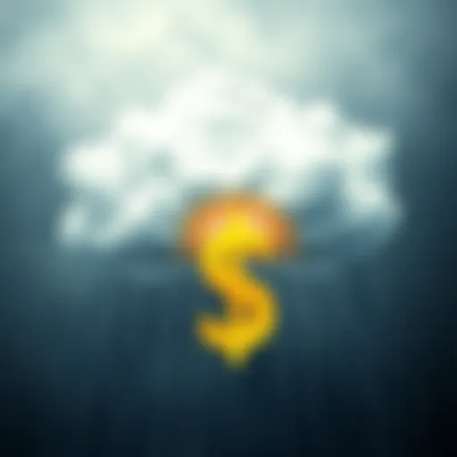A cloud with raindrops and a large money symbol below, representing the theme of making a millionaire during April