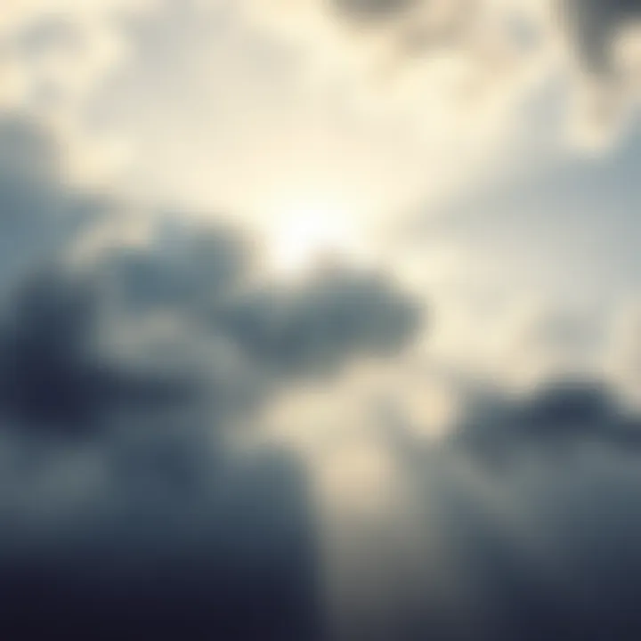 Cloudy Sky with a Light Ahead A cloudy sky with a ray of sunlight breaking through, symbolizing hope and uncertainty about the future.