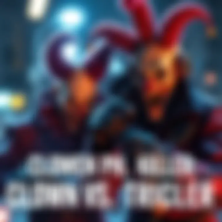 A scene featuring Clown and Trickster killers from a popular game, showcasing their unique designs and abilities