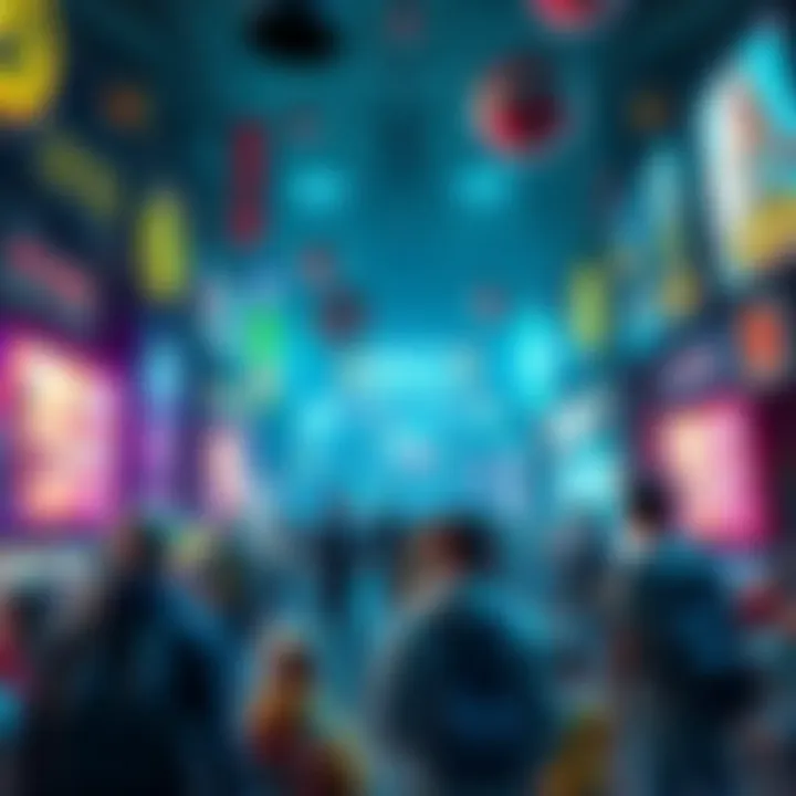 A busy video game environment showing various characters and objects competing for attention, highlighting graphical fidelity.