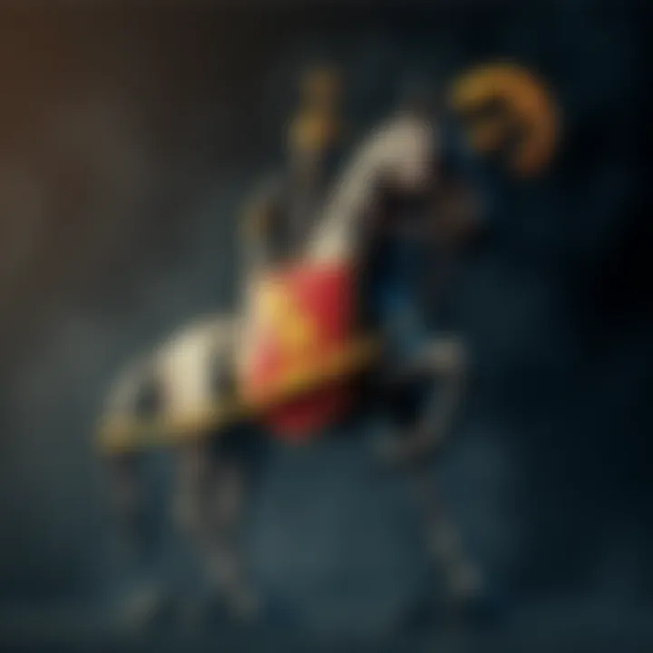 A coat of arms featuring a horse and a mace, symbolizing tradition and authority.