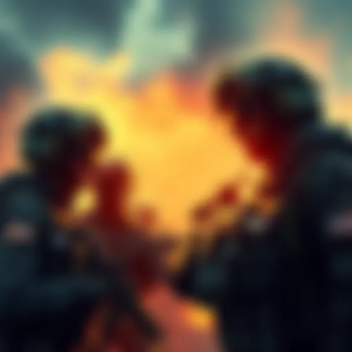 Soldiers from the US and Russia working together in a military setting, with the Boss leading them