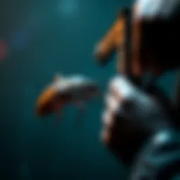 A cockroach facing a person who is holding a gun, capturing the strange moment of their encounter.