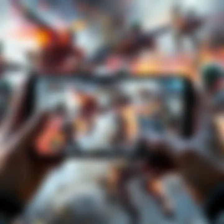 A mobile screen displaying an intense battle in COD CW Mobile with dynamic graphics and characters in combat.