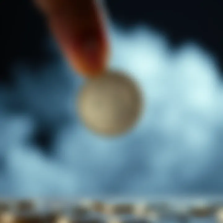 A close-up of a coin being flipped in the air, symbolizing chance and decisions, reflecting the theme of choice in Simon's narrative.
