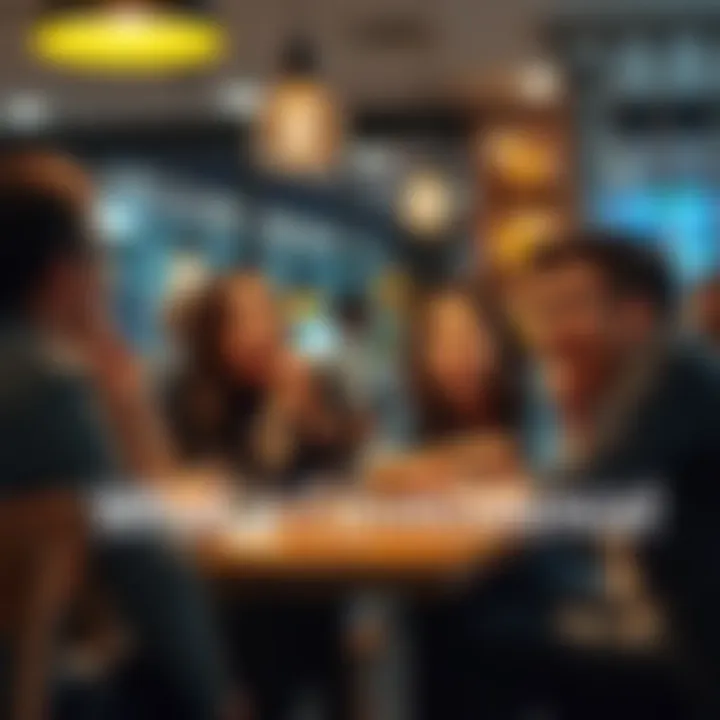 A group of people sharing surprising stories of coincidences in a cafe, looking amazed and excited
